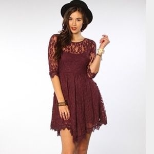 Free People Purple Floral Mesh Lace Dress